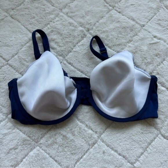 Victoria’s Secret | Navy & Cream Unlined Perfect Coverage | Size 40DD - Picture 7 of 8